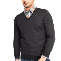 Anthracite V-Neck Wool Knit Sweater