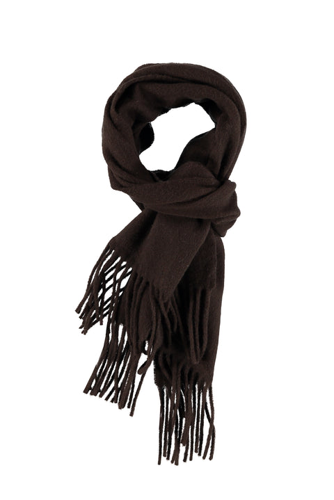 Coffee Patterned Mixed Wool Scarf