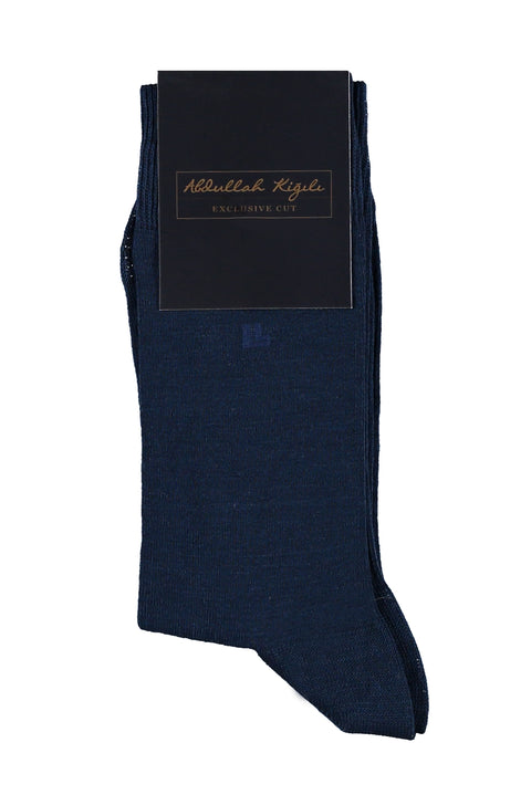 Blue Plain Mercerized Socks