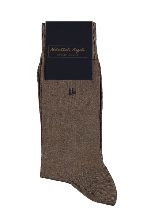 Khaki Plain Mercerized Socks