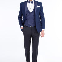 Navy Blue 7 Drop Slim Fit Tuxedo & Groom Suit