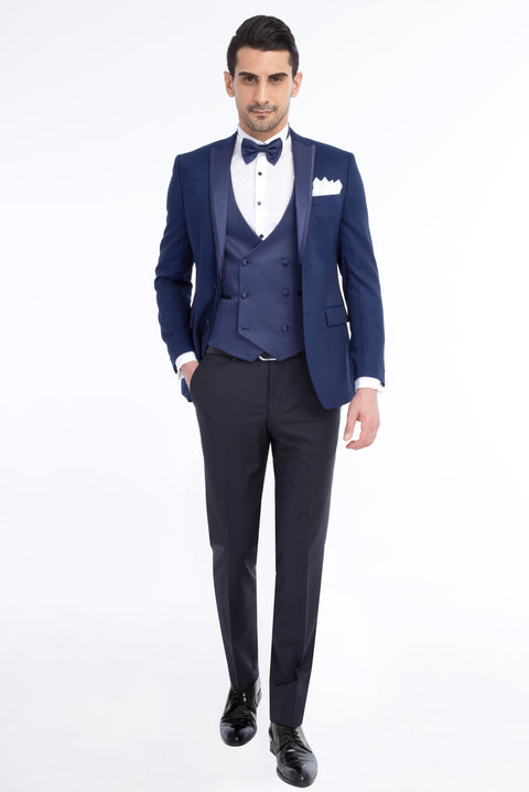 Navy Blue 7 Drop Slim Fit Tuxedo & Groom Suit