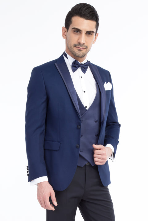 Navy Blue 7 Drop Slim Fit Tuxedo & Groom Suit