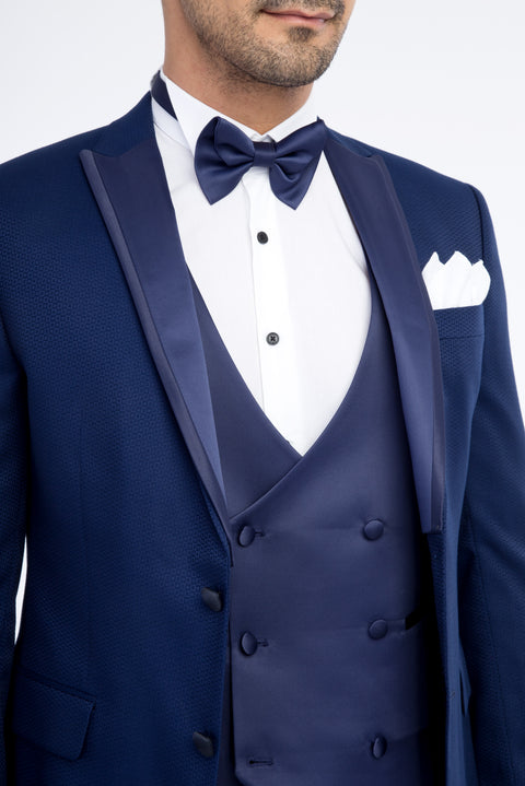 Navy Blue 7 Drop Slim Fit Tuxedo & Groom Suit