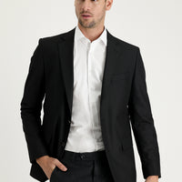 Black 4-Drop Relaxed Fit Blazer Jacket