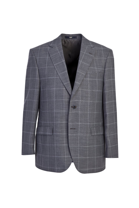 Orta Füme 4 Drop Relaxed Fit Rahat Kesim Yünlü Klasik Desenli Ceket