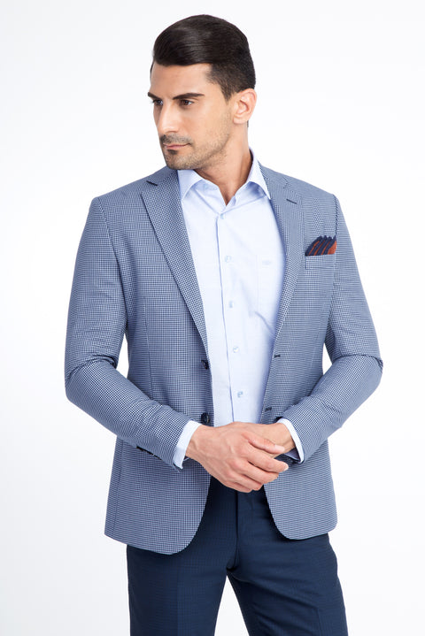 Light Blue 7 Drop Slim Fit Eyelet Jacket