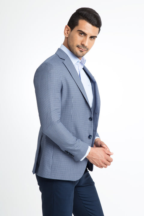 Light Blue 7 Drop Slim Fit Eyelet Jacket