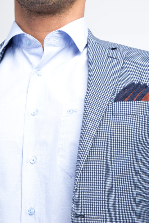 Light Blue 7 Drop Slim Fit Eyelet Jacket