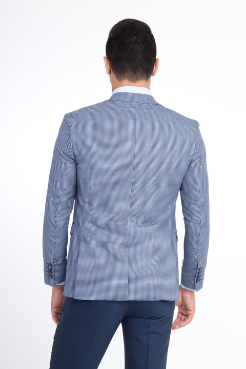 Light Blue 7 Drop Slim Fit Eyelet Jacket