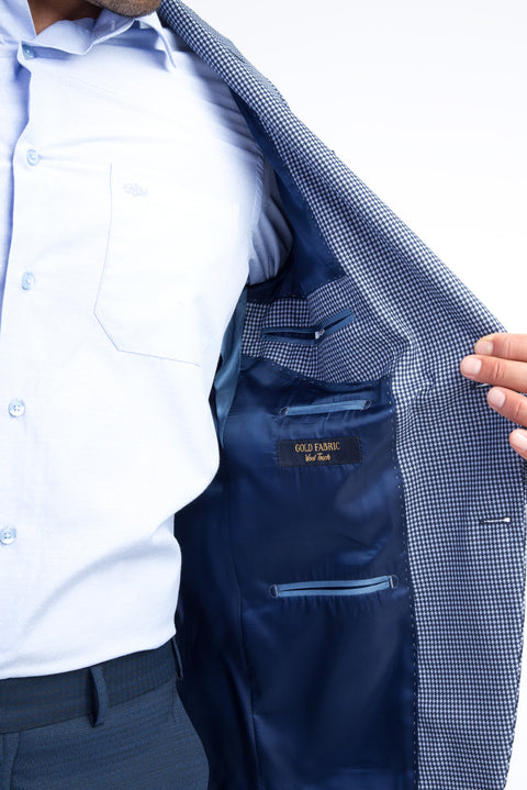 Light Blue 7 Drop Slim Fit Eyelet Jacket