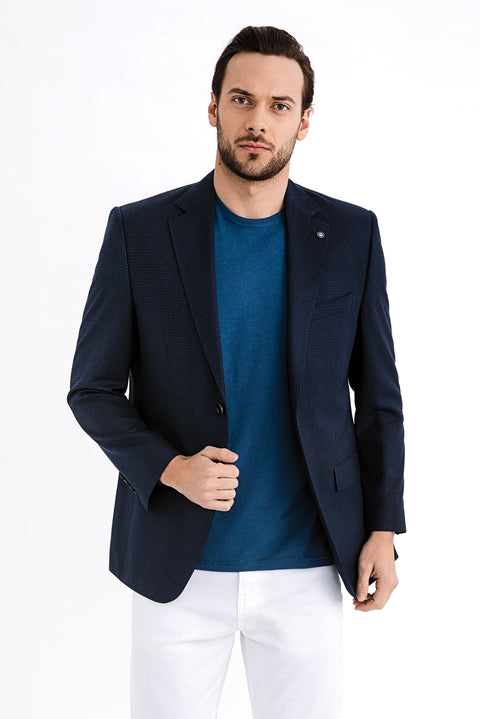 Navy Blue 4 Drop Relaxed Fit Bamboo Jacket