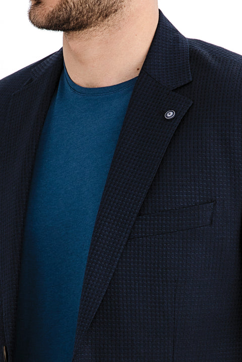 Navy Blue 4 Drop Relaxed Fit Bamboo Jacket