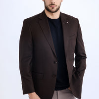 Dark Brown 4-Drop Relaxed Fit Classic Patterned Bamboo Jacket