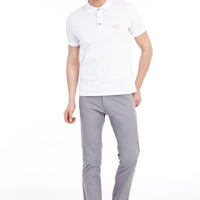 Light Grey Regular Fit Standard Cut Lycra Canvas / Chino Trousers