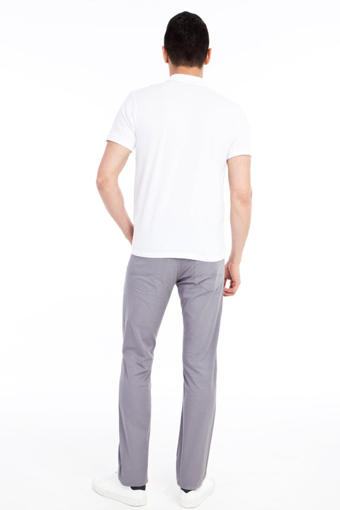 Light Grey Slim Fit Stretch Canvas / Chino Trousers