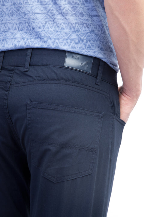 Navy Blue Relaxed Fit Stretch Canvas / Chino Trousers