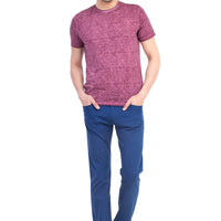 Light Blue Regular Fit Standard Cut Lycra Canvas / Chino Trousers