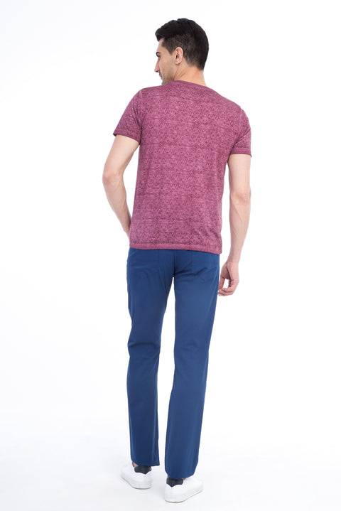 Light Blue Regular Fit Standard Cut Lycra Canvas / Chino Trousers