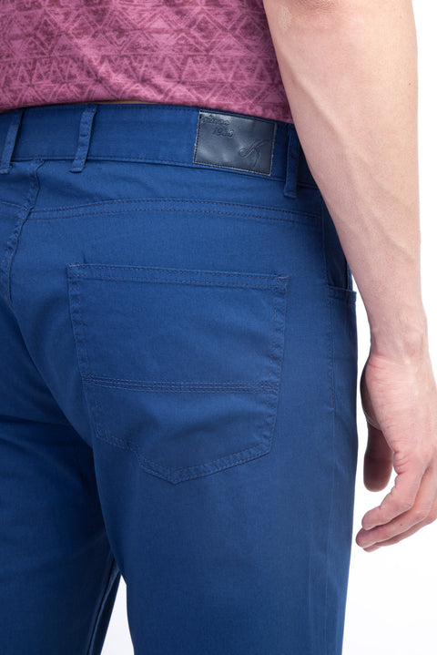 Light Blue Regular Fit Standard Cut Lycra Canvas / Chino Trousers