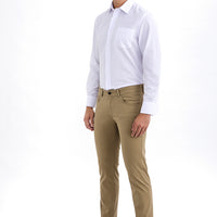 Light Brown - Camel Relaxed Fit Stretchy Canvas / Chino Trousers