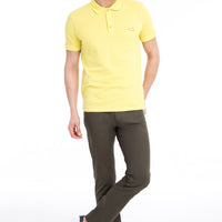 Khaki Regular Fit Standard Cut Lycra Canvas / Chino Trousers