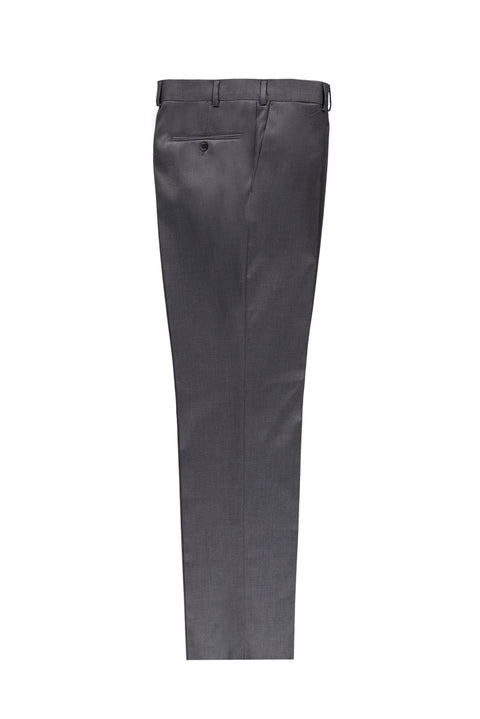 Smoke Grey 6 Drop Regular Fit Standard Cut Classic Eyelet Fabric Trousers