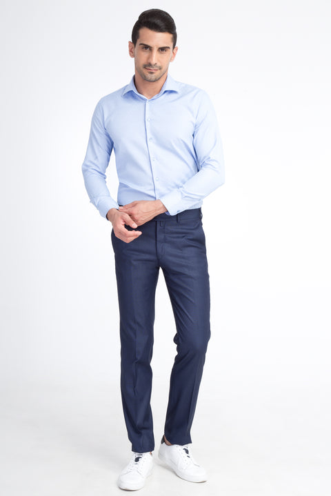 Blue 7 Drop Slim Fit Narrow Cut Eyelet Classic Fabric Trousers