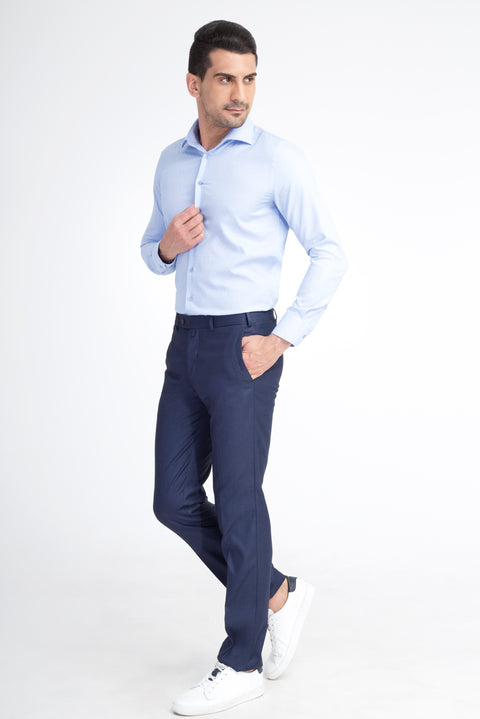 Blue 7 Drop Slim Fit Narrow Cut Eyelet Classic Fabric Trousers