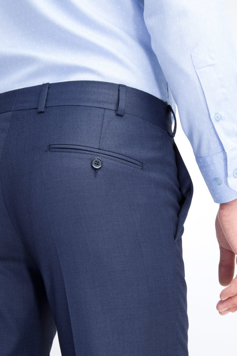 Blue 7 Drop Slim Fit Narrow Cut Eyelet Classic Fabric Trousers