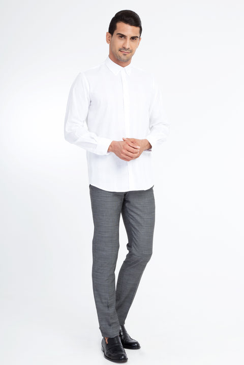 Light Grey 6 Drop Regular Fit Standard Cut Eyelet Classic Fabric Trousers