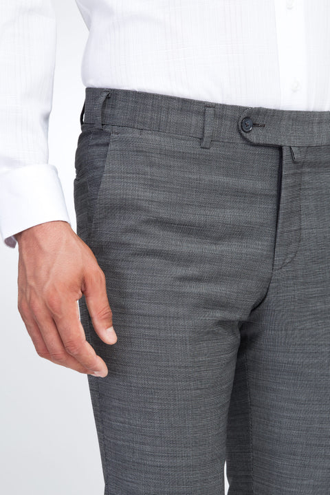 Light Grey 6 Drop Regular Fit Standard Cut Eyelet Classic Fabric Trousers