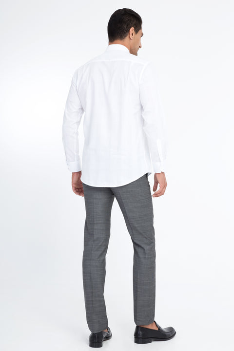 Light Grey 6 Drop Regular Fit Standard Cut Eyelet Classic Fabric Trousers