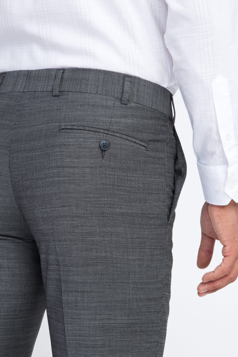 Light Grey 6 Drop Regular Fit Standard Cut Eyelet Classic Fabric Trousers