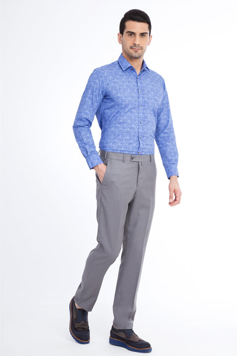 Light Grey 6 Drop Regular Fit Standard Cut Classic Fabric Wool Trousers