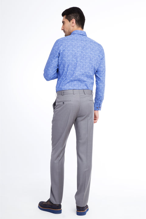Light Grey 6 Drop Regular Fit Standard Cut Classic Fabric Wool Trousers