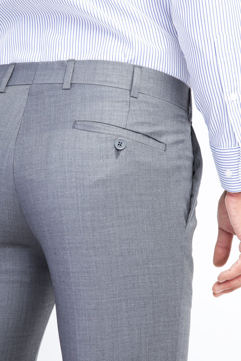 Medium Gray 4-Drop Relaxed Fit Classic Fabric Wool Trousers