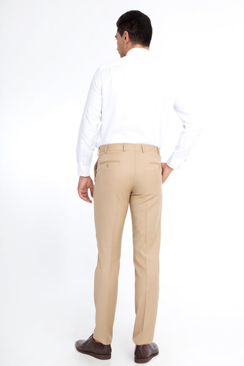 Bej 6 Drop Regular Fit Standart Kesim Yünlü Klasik Kumaş Pantolon