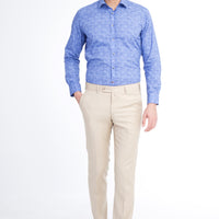 Cream 7 Drop Slim Fit Narrow Cut Classic Wool Fabric Trousers