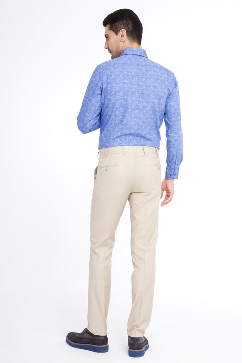Cream 7 Drop Slim Fit Narrow Cut Classic Wool Fabric Trousers