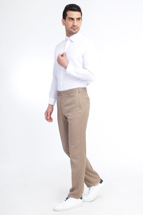 Mink 6 Drop Regular Fit Standard Cut Classic Fabric Wool Trousers