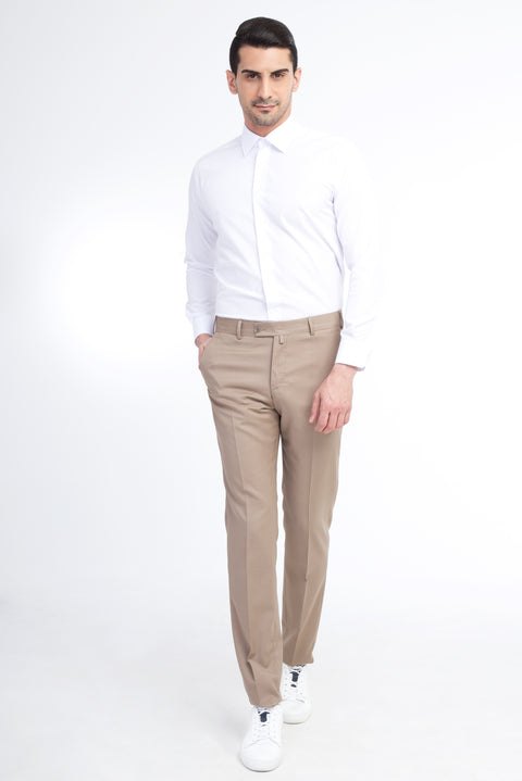 Mink 6 Drop Regular Fit Standard Cut Classic Fabric Wool Trousers