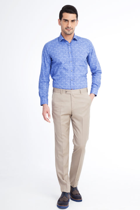 Bej 6 Drop Regular Fit Standart Kesim Yünlü Klasik Kumaş Pantolon