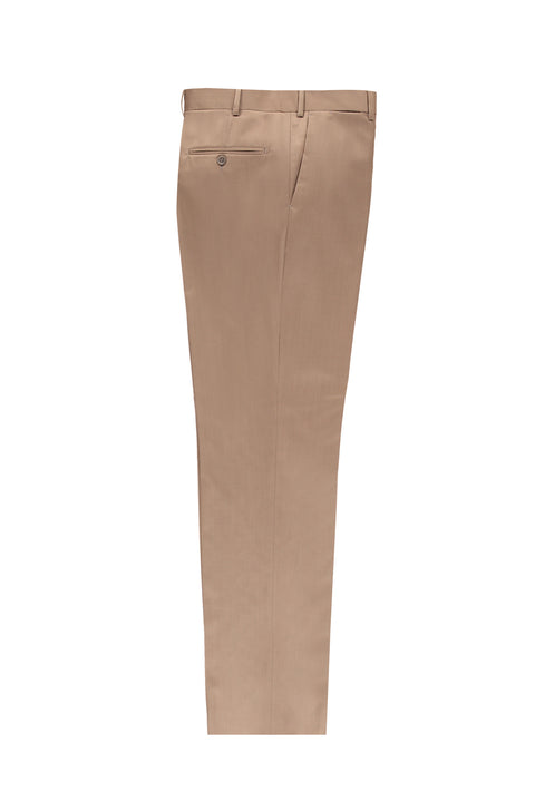 Light Brown - Camel 4 Drop Relaxed Fit Casual Cut Classic Fabric Pants
