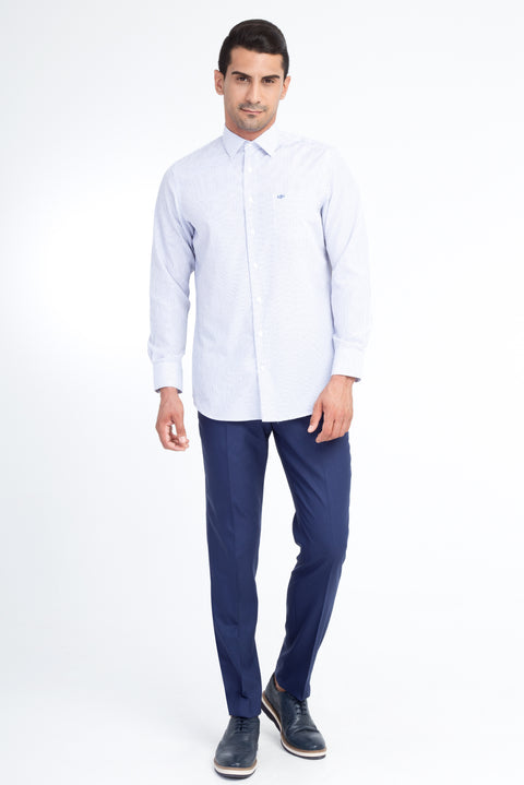 Blue 6 Drop Regular Fit Standard Cut Classic Fabric Trousers