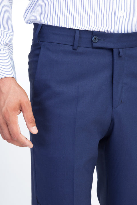 Blue 6 Drop Regular Fit Standard Cut Classic Fabric Trousers