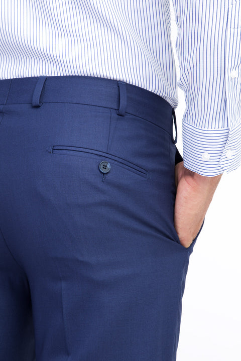 Blue 6 Drop Regular Fit Standard Cut Classic Fabric Trousers