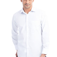 White Long-Sleeved Patterned Classic Shirt