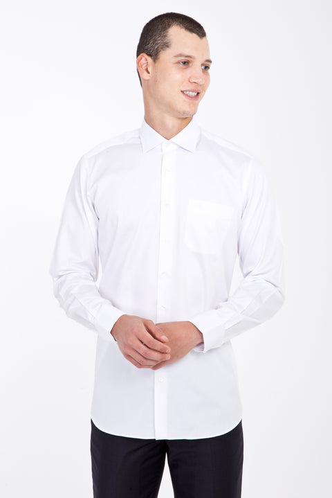 White Long Sleeve Satin Classic Cotton Shirt