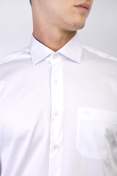 White Long Sleeve Satin Classic Cotton Shirt